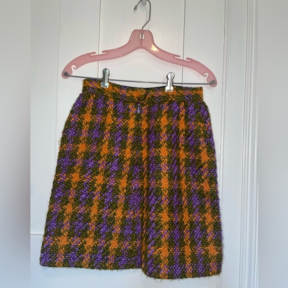 Vintage chunky knit plaid skirt - Picture 2 of 4